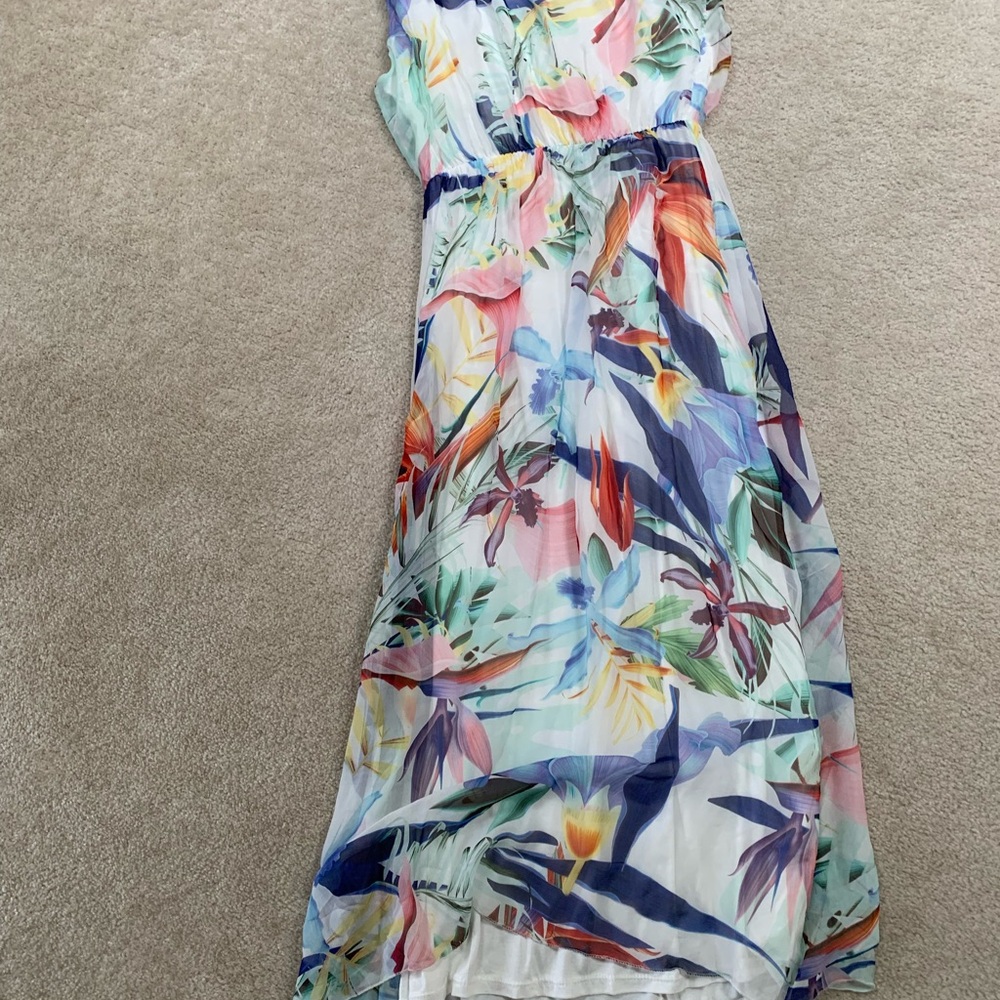 LARA Blue Red Strapless Sundress